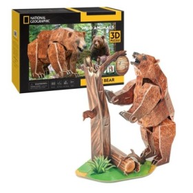 Puzzle 3D National Geographic animale pe cale de disparitie Urs maro 88 piese